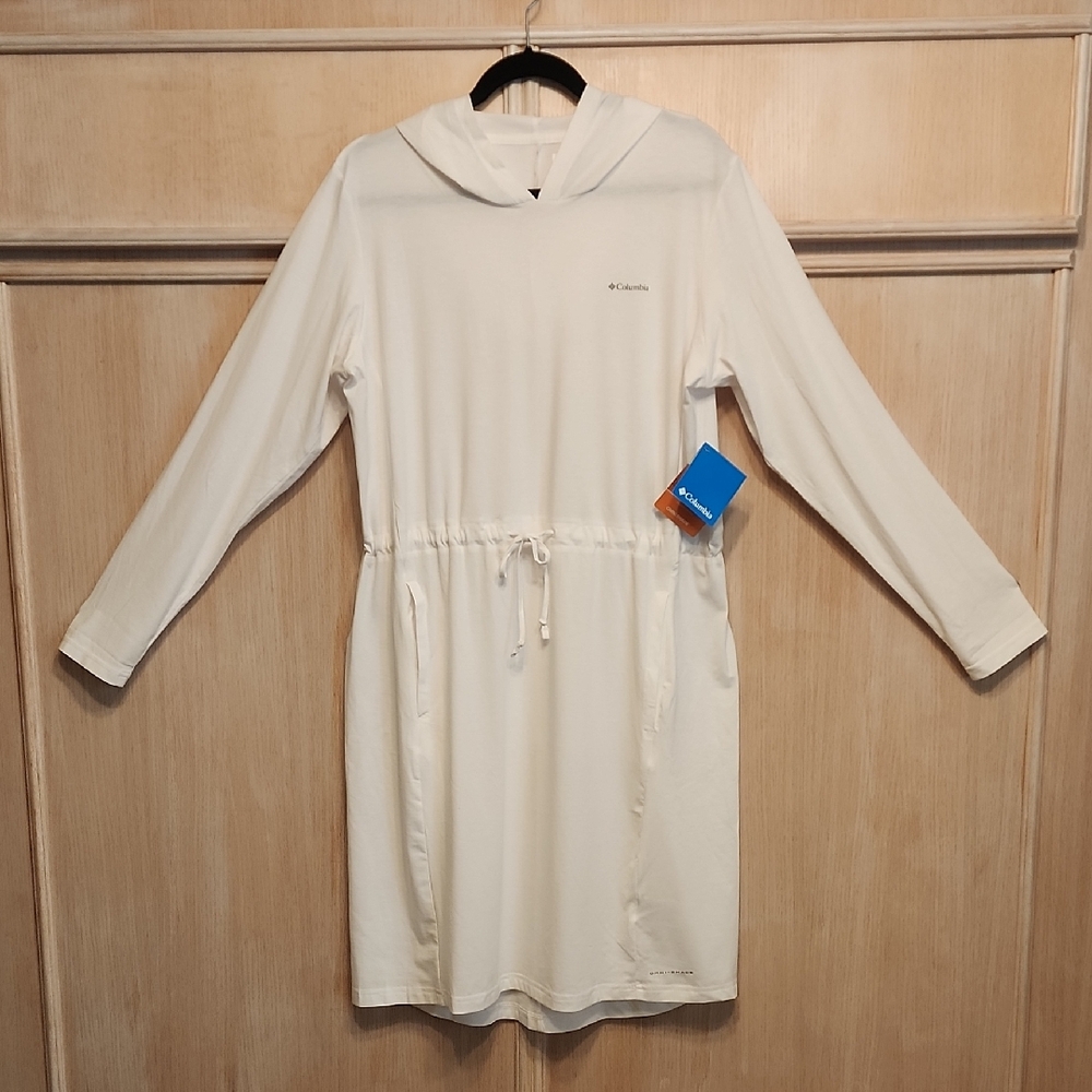 Nwt Columbia Women's Sun Trek Hooded Sun Dress White SZ L